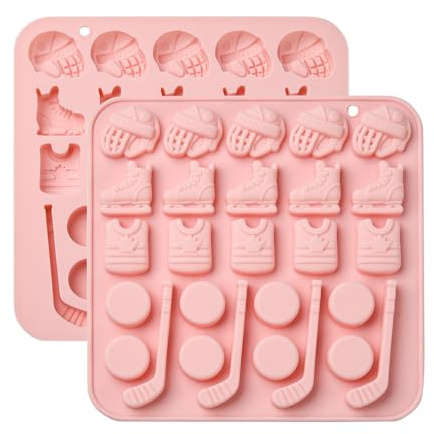 UR URLIFEHALL 2 Pcs Hockey Theme Silicone Moulds Sports Ball Helmet Shaped Chocolate Moulds for Cake Candy Pudding Soap Candle Making Crafts