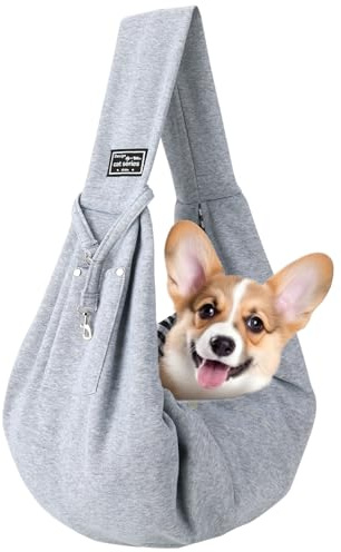 Halinuia Sac De Transport pour Chien Chat Sac à BandoulièRe Mains Libres Petit Chien Respirant RéVersible Sac Chat Transport pour Petit Moyen Animaux Jusqu’à 7 KG pour L'extérieur Voyages Métro (Gris)