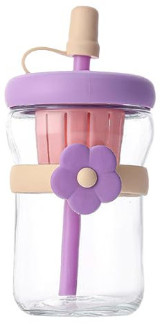 Borraccia in con coperchio, a prova di perdite, grande contenitore con cannuccia, per tè, latte, succhi di frutta, bevande