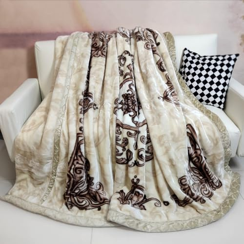 Gewichtsdecke für King-Size-Bett, 200 x 230 cm, 4 kg, schweres Plüsch-Fleece, wendbar, nerzfarben, koreanische Bettdecke, gemütlich, warm, Queen-Size-Überwurf für ultimativen Komfort