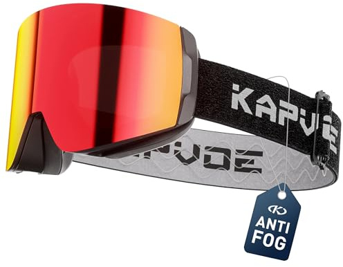KAPVOE Gafas de Esquí OTG para Hombre y Mujer Antivaho Gafas de Snowboard, Lentes Magnéticos Intercambiables, Protección UV400, Deportes de Invierno K718