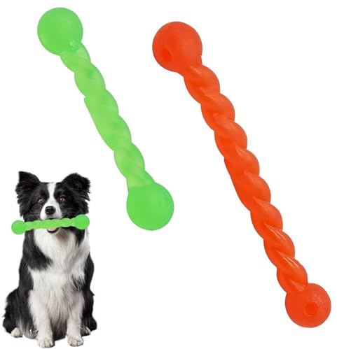 2 Stück Hundespielzeug für Zähne, Hundespielzeug Gummi, Kauknochen Welpen, Kauspielzeug Hund Gummispirale für Hunde Interaktiv Kleine, Mittelgroße und Große Hunde, Für Zahnfleisch assieren,18cm+28cm