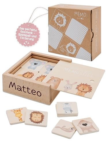 wunderwunsch smallfoot Memo Spiel, Montessori personalisiert Spielzeug, Lernspielzeug, für Kinder, Kleinkind und Schüler als Geschenk Kids zum Lernen, individualisiert (mit Name)