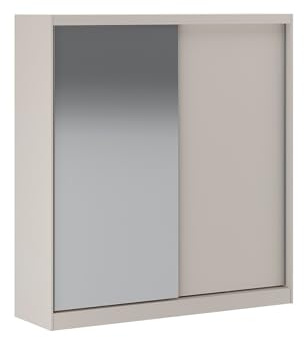 Vente-unique - Armoire 2 Portes coulissantes – avec Miroir – L200 cm – Beige - OCHIRA
