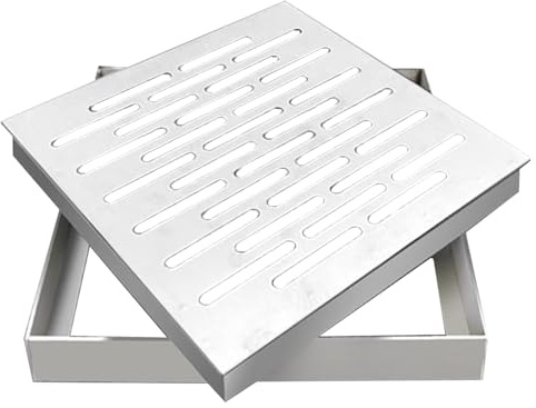 Grille Caillebotis, Caniveau Exterieur Intégré, Grille pour Eau de Pluie en Acier Inoxydable de 3mm D'épaisseur pour Pelouse, Cour et Parc(30 * 30 * 3cm/12 * 12 * 1in)