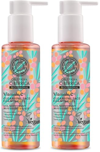 Oblepikha Gel Limpiador Facial Espumoso – Jabón Facial Natural Con Espino Amarillo – Limpiador Cara Suave Para Todo Tipo De Piel – 200 Ml (Paquete de 2)
