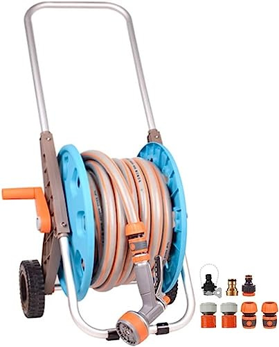 MKAK Carrello Tubi Flessibili Con Ruote, Giardino Impieghi Gravosi Con Rulli Porta Tubi Uso Domestico Scaffale Irrigazione Fiori Portatile(Hose Cart+10m Pipe)