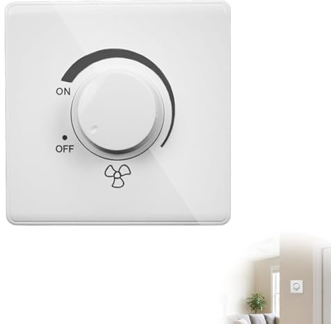 Jetstream Variateur D'intensité en Continu pour Ventilateur de Plafond, 86 Type Interrupteur Mural 220V 10A, Interrupteur de Vitesse pour Ventilateur de Plafond, Interrupteur Rotatif Mural