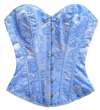 Floerns Women's Floral Jacquard Corset Tops Strapless Lace Up Going Out Tube Tops Blue Medium