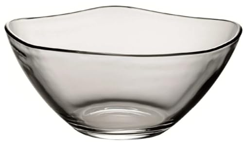 Rammento 25 cm bleifreies, transparentes Glas, dekorativ, gebogen, hitzebeständig, spülmaschinen- und mikrowellengeeignet, Obst-, Snack- und Salatschüssel, Potpourri-Schüsseln, dekoratives