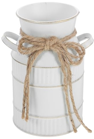 Genérico Jarrón Metálico Vintage Asa, Florero Estilo Retro para Decoración de Hogar, Balcón y Jardín Diseño de Jarra de Leche
