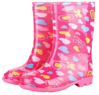 szvbofueck Botas de lluvia para niños y jóvenes, botas de goma con suela antideslizante para niños, botas de goma de secado rápido, para exteriores, zapatos de lluvia para deslizarse, zapatos de goma