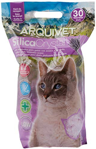 Arquivet Arena Gato Silica Crystal - Aroma Lavanda - Capacidad: 3,8 L - Lecho higiénico para Gatos, felinos aromatizado - Capacidad Absorbente - Ayuda a Eliminar olores y bacterias