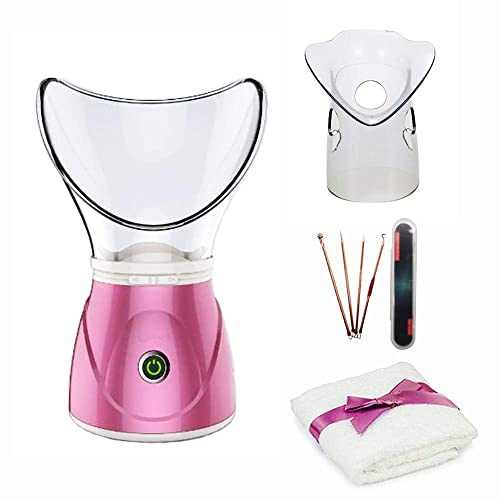 Hann® Facial Steamer with Acne Removal Kit, Professional Sinus Steam Inhaler Face Skin Moisturizer Facial Mask Spa with Aromatherapy Diffuser (Classic Type+Acne Removal Kit, Pink)