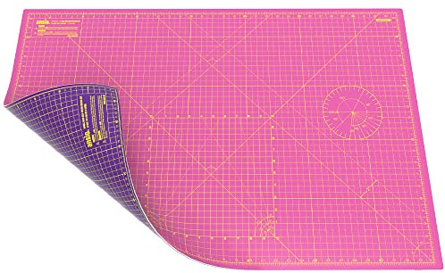ANSIO Bastel-Schneidematte, selbstheilend, A1, doppelseitig, 5 Schichten – Quilten, Stoffe und Papierarbeiten – Imperial/Metrisch, 34 Zoll x 22,5 Zoll / 89 cm x 59 cm – Superrosa/Königsviolett