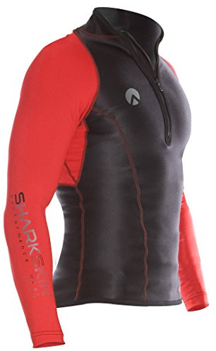 Sharkskin Men's Chillproof Performance Wear Longsleeve Shirt Rash Guard Scuba Water Sports Diving Snorkeling (Red, XS)