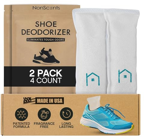 NonScents Desodorante para Zapatos (Paquete de 4), eliminador de olores en cápsulas, ambientador para Zapatillas Deportivas, Bolsas de Gimnasio y casilleros