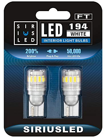 SIR IUS LED - FT- 194 912 Side Marker LED Light Car Interior, Map, Dome, Trunk, Backup Bulb High Power 3030 + 4014 SMD Super Bright Pack of 2 (White)