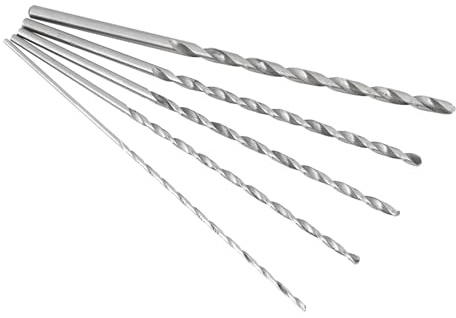 Broca espiral de acero de alta velocidad extra larga duradera Broca HSS 5 piezas Herramienta de broca de vástago recto 150 mm ~ 160 mm de longitud para plásticos de madera de aluminio