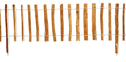 Staketenzaun mit Steckpfosten Haselnuss Holzzaun Rollzaun Naturzaun Stakete 5m 35 3-4