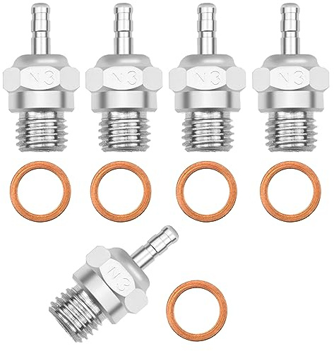 ShareGoo RC Glow Plug #3 N3 Medium Hot Spark Nitro Engine Parts 70117 Compatible with Traxxas Kyosho Redcat HPI HSP 1/8 1/10 RC Car Truck Buggy (5Pack)
