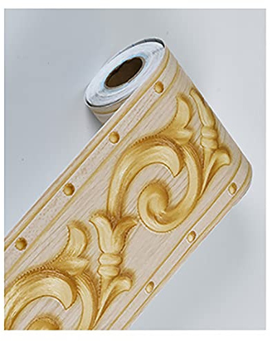 tooloflife Rollen elegante gelbe Blumen-Form-Tapetenbordüre, selbstklebende Heimdecken-Bordüre, dekorative Bordüre aus PVC, geprägte Taille, Fliesen-Transfers