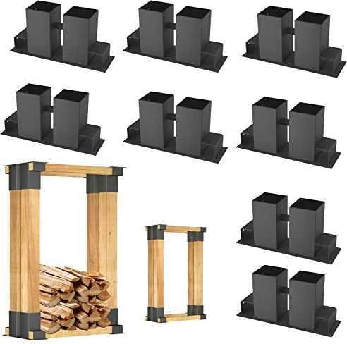 YRHome Holzstapelhilfe Feuerverzinkt stabile Holz Stapelhilfe Stapelhilfe Holzstapelhalter Brennholz Kaminholz Gestell Holz (8 Stück)