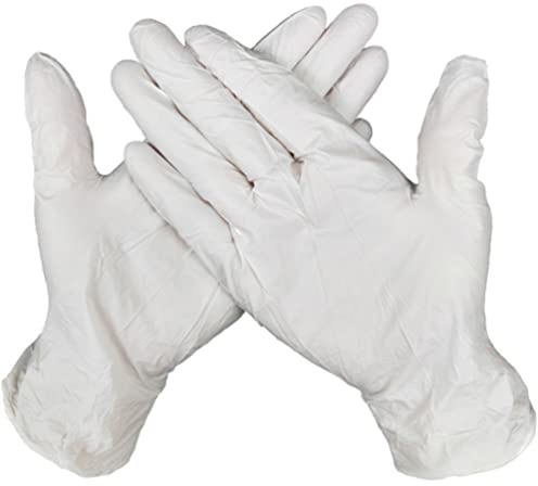 N+C 100 guanti monouso in nitrile, senza polvere, guanti protettivi per medicina/esame/pulizia/servizi alimentari/saloni di bellezza/officine (mall, bianco)