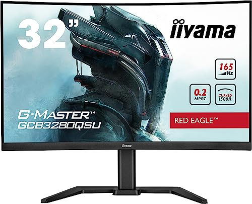 iiyama G-Master Red Eagle GCB3280QSU-B1 Curved 80cm 31,5“ VA LED Gaming Monitor WQHD HDMI DP USB3.0 0.2ms 165Hz HDR FreeSync Höhenverstellung