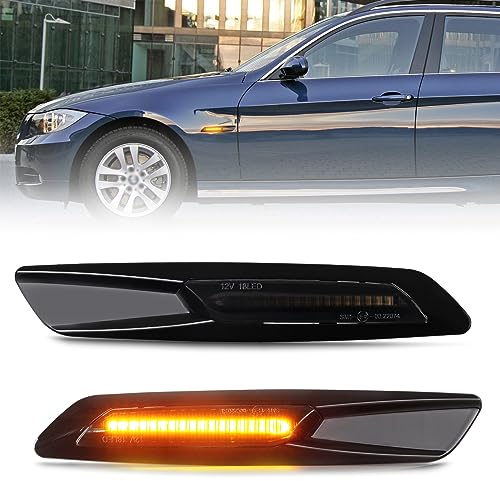POPMOTORZ LED Blinker Seitenblinker für BMW 1 Series E81 E82 E87 E88 3 Series E90 E91 E92 E93 5 Series E60 E61 X1 E84 X3 E83, 2 Stücke