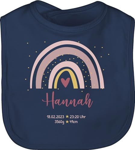 Baby Lätzchen - Geschenk Boho Regenbogen mit Name I Geschenke zur Geburt personalisiert - Unisize - Navy Blau - geburtsgeschenk für mädchen neugeboren geburtsdaten personalisierter neugeborenes