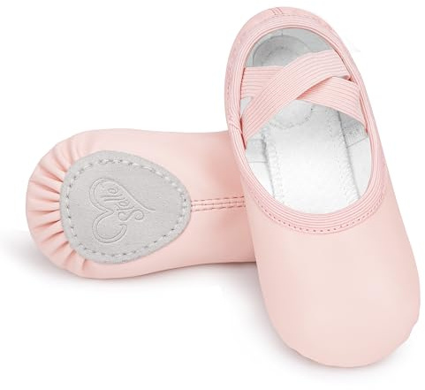 Stelle Girls Boys PU Leather Ballet Shoes Lace-Free Dance Slippers for Toddler/Little Kid/Big Kid(Ballet Pink,9MT)