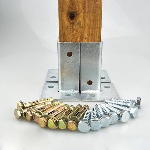 Pfostenträger Aufschraubhülse 4 Stück Geländerhalterungen, Bodenbefestigung Verstellbarer Pfostensockel Aus Edelstahl Mit Streben, Holz Zaun Pergola Briefkasten Quadratische Spalte Anker