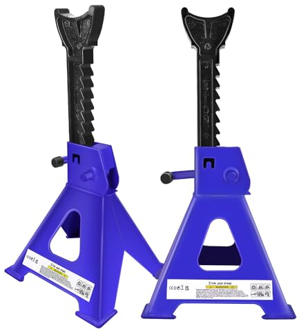 Auto Stützfuß, Wagenheber Ständer Unterstellböcke 3T, Kfz Stützböcke Werkzeug, Werkstattstände mit Sicherung, Unterstellbock Höhenverstellbar 290-430mm, 2 Stück