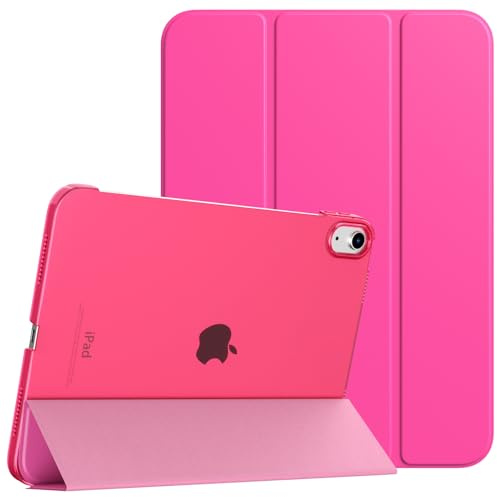 TiMOVO Case for iPad (A16) 11th Generation 11 Inch 2025/iPad 10th Generation 10.9 Inch 2022, Slim Stand Cover with Hard Translucent Back, Support Touch ID, Auto Wake/Sleep, Begonia Red