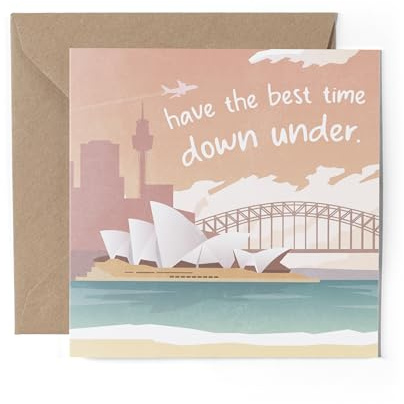 1 x Australien-Grußkarte – Australisches Sydney Down Under Flag Reise Reisen Urlaub Sehenswürdigkeiten Oz Gap Year Student Celebration #81595