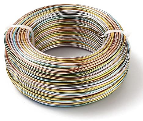 Kupferdraht, Basteldraht, 58 m/Rolle, 2 mm runder Aluminiumdraht, 3/5 Segment, bunter Metalldraht for handgefertigte DIY-Armbänder, Ohrringe, Schmuckherstellung (Farbe: B09, Größe: 2 mm) (Farbe: B05,