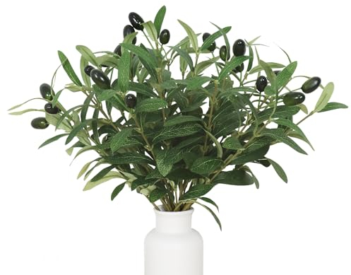 Betylifoy Artificial Olive Branches 10pcs Faux Olive Branches Stems Fake Olive Branches Artificial Greenery Stems for Vases Tabletop Centerpieces Wedding Bouquets Home Decor (10)