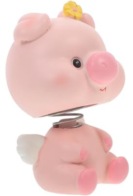 FOYTOKI Wackelkopf Schweinefigur aus Kunstharz und Metall Kleiner Auto Innenraum Deko Niedliche Tisch und Büro Dekoration für Sammler und Geschenk