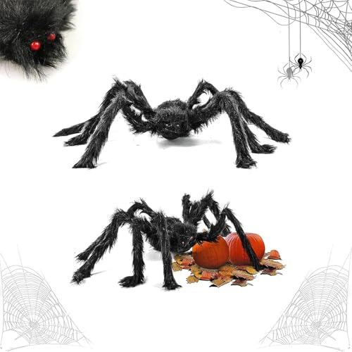 FiveMileBro Haarige Halloween Riesen Spinne -Gruselspinne für Outdoor Deko & Innendekoration, Halloween Dekorationen für Garten, Party, Karneval und Mottoparty (30cm*2)