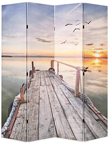 Homgoday Paravento Pieghevole 160x170 cm Stampa Lago, Mobili Paravento da Esterno Balcone Giardino, Separe da Esterno Giardino, Divisorio Giardino Esterno, Separe Divisorio Esterno