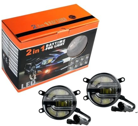 BLUETECH Universale LED TAGFAHRLICHT und NEBELSCHEINWERFER Duo Set Schwarz Ø 90m passend für mehrere PKWs