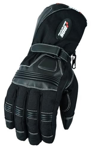 Thermo-Motorradhandschuhe aus Leder - Wasserdichte, Schutzgebende Winter Motorradhandschuhe mit Visierwischer, langer Stulpe - Winddichte, warme Motorradhandschuhe für Herren (BLACK, 3XL)