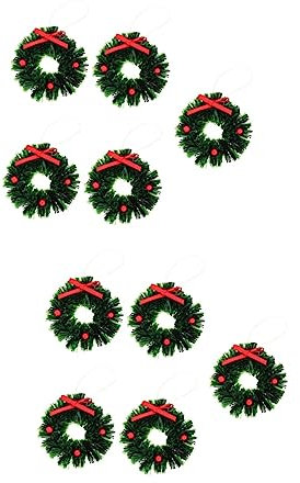 CORHAD 10stücke Mini Weihnachtskranz Dekorative Weihnachtswreath Für Miniaturhäuser Bastelbedarf Und Festtagsdekoration