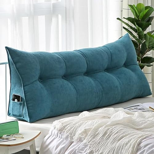 Morlinca Rückenlehne Lesekissen Bett,Lesekissen für Bett und Sofa, Keilkissen, Rückenpolster für die Wand, Sitzkissen, Wandkissen, Kissenbezug ist Maschinenwaschbar,Deep sea Blue,60x50x20cm