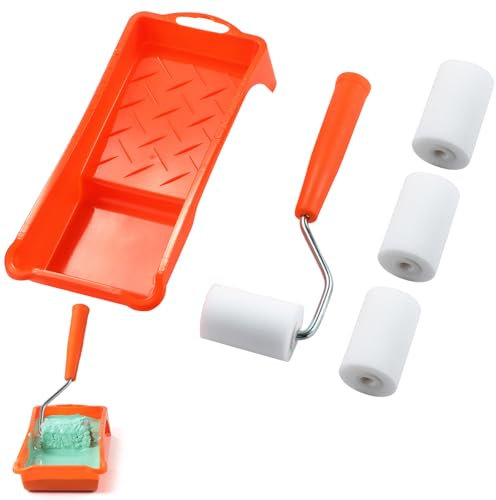 Mini Rodillo Pintura de Espuma,Kit Rodillos Pintura Pequeños de Espuma,Bandeja Pintura Rodillo,Mini herramientas para pintar paredes y pintar paredes,Kits de bricolaje para la decoración del hogar