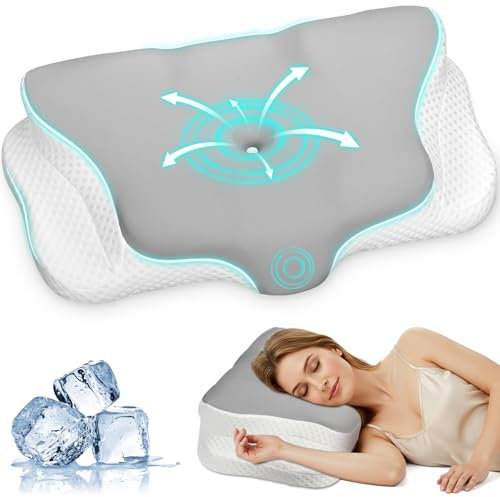 Ehomfory Almohada Cervicales y Cuello Almohada Cervical, Almohada de Espuma de Memoria Contorneada, Almohada Ergonómica de Soporte para Dormir de Lado, Espalda y Boca Abajo，62X41X9/12 CM
