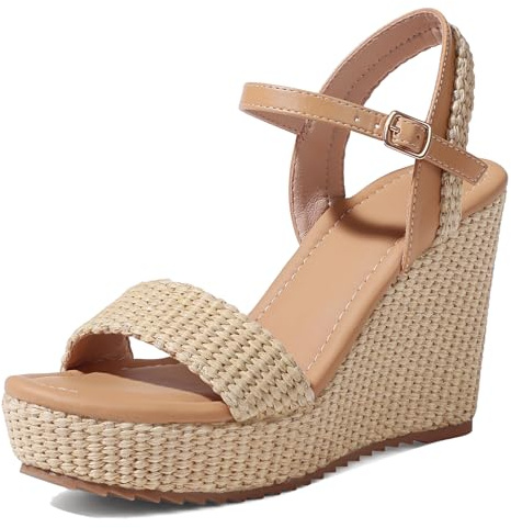 mikarka Women's Espadrille Wedge Sandals: Ankle Strap Platform Open Toe Wedges - Stylish High Heel Dressy Summer Wedges for Women, Inspired by Espadrilles Brown Raffia Size 6