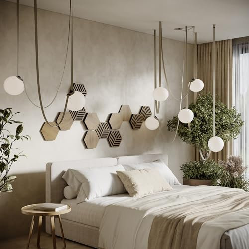 Pack de 12 paneles decorativos acústicos de madera HDF | Mosaico 3D tipo rompecabezas | Para home cinema, paredes de TV y podcasts | Decoración DIY para paredes | [HEXAGON | Roble]