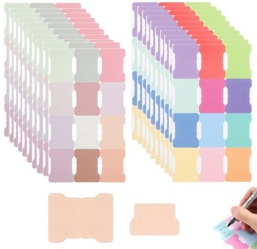 XURJUMI Lot De 240 Onglets Adhésifs - Étiquettes Autocollantes - 12 Couleurs - Marqueurs De Page Épais Écrits À La Main - Notes Adhésives Inscriptibles Pour Journal Intime - Marque-Page
